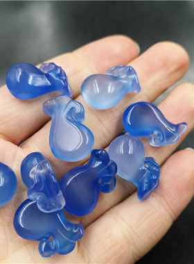 玉器苹果绿玛瑙小钱袋挂件海蓝宝