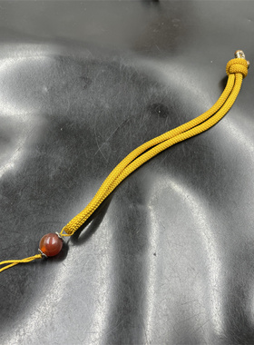 四海玉器 简单款咖啡色把件绳 黄色手把件挂绳 玉绳  线