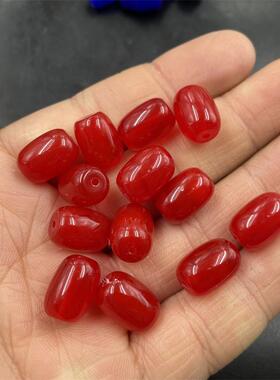 DIY饰品配件蓝色玛瑙米珠 12毫米红缠丝玛瑙圆珠散珠 黑色大米珠