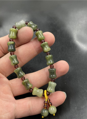 绿色新疆项链女款手串玉竹节