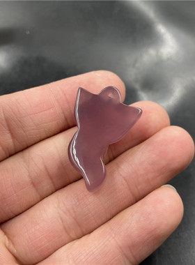 四海玉器 帝王紫玛瑙狐狸吊坠 紫色玉髓小挂件 玉坠