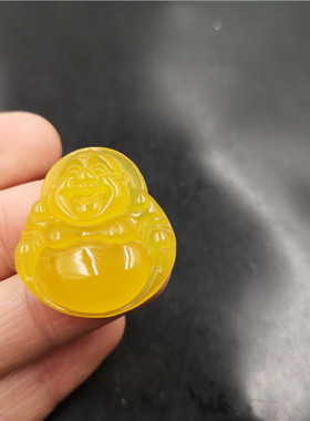 玉器厘米中号鸡油黄弥勒佛吊坠