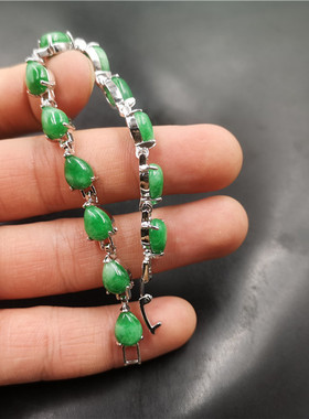 真空电镀白底青圆形水滴玉手链