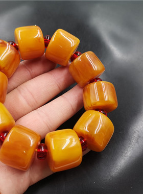 四海玉器男款男式筒珠蜜蜡手串