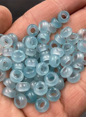 四海玉器 冰种8毫米蓝色玉石圆圈 圆环 小跑环 特价
