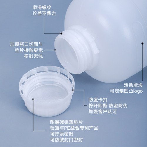 1L白色500毫升小口带盖固体样板塑料瓶  1公斤手提密封分装瓶子 - 图1