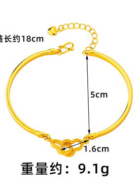 越南沙金镂空双葫芦手链