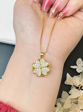 四叶草满钻项链戒指耳坠套装