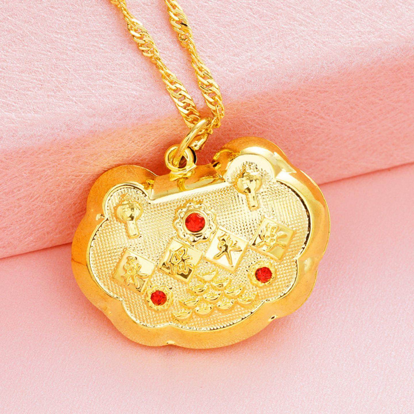 越南沙金保色金儿童宝宝长命锁 黄铜镀24K金小孩长命百岁项坠,淘宝优惠券,粉丝福利购,淘宝优惠卷