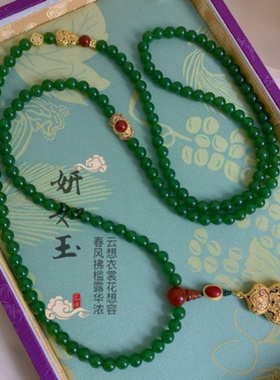 国风复古新中式葫芦烧蓝毛衣链项