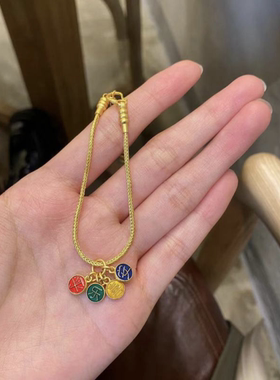 古法金可调节手链甜美铃兰花竹节手链女