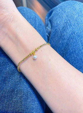 秋季新款蹦迪珠切面镭射爱心珍珠古法沙金配件手链手串女高级感