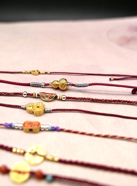 S925纯银手链女款本命年红绳手串送女友闺蜜生日礼物