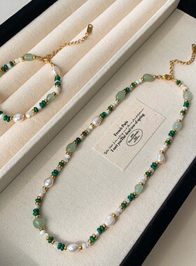 STINA石淡水珍珠项链彩色串珠锁