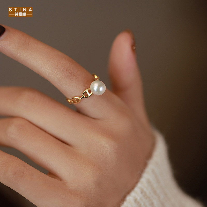 STINA Freshwater Pearl Opening Adjustable Index Finger