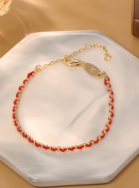 STINA本命年好来红色编织手绳小