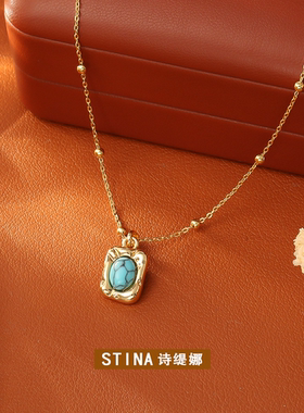 STINA新款美拉德虎眼石石项链铜