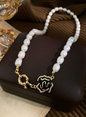 STINA轻奢滴釉山茶花珍珠项链女