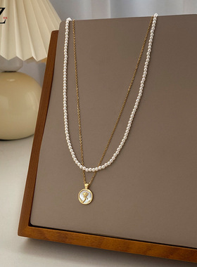 STINA双层叠戴珍珠项链轻奢2026