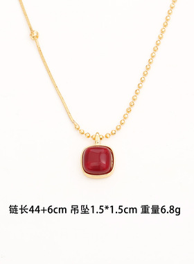 STINA轻奢小众方糖珍珠吊坠项链