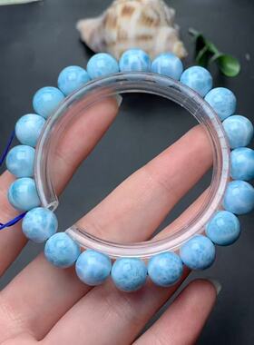 正品天然拉利玛高品质海纹石10mm手链女款文玩单圈收藏珠宝饰品