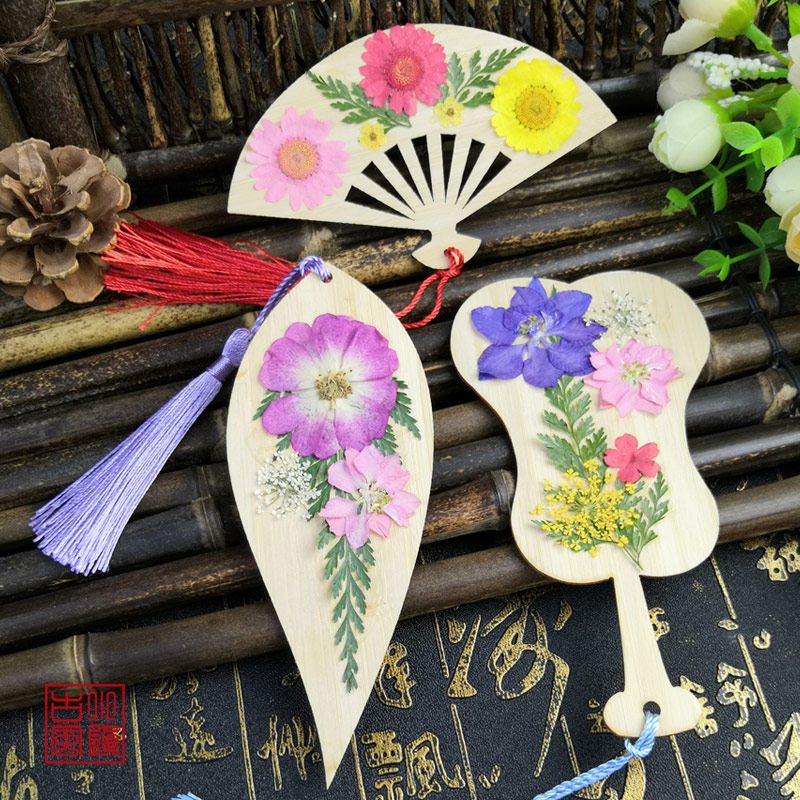干花竹书签diy材料包古典创意手工学生用中国风植物标本自制定作_虎窝淘
