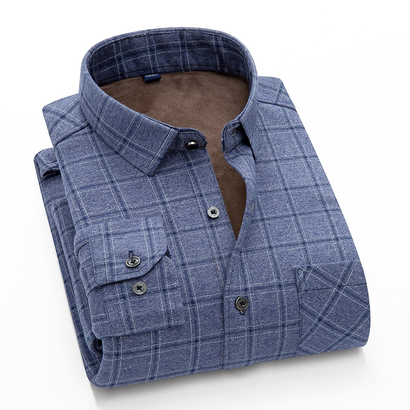 加绒加厚格子男士双面绒中老年衬衫 拓凡服饰衬衫