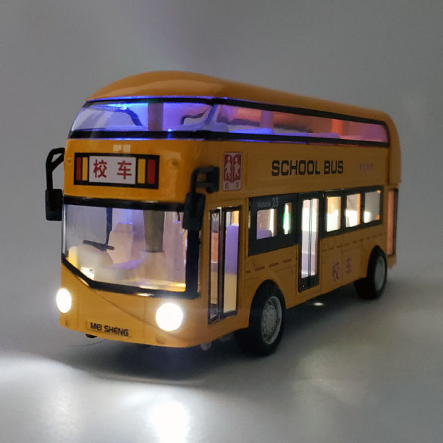 School bus alloy door opening voice toy model