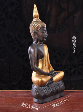 复古怀旧风泰国实木金箔桌面摆件