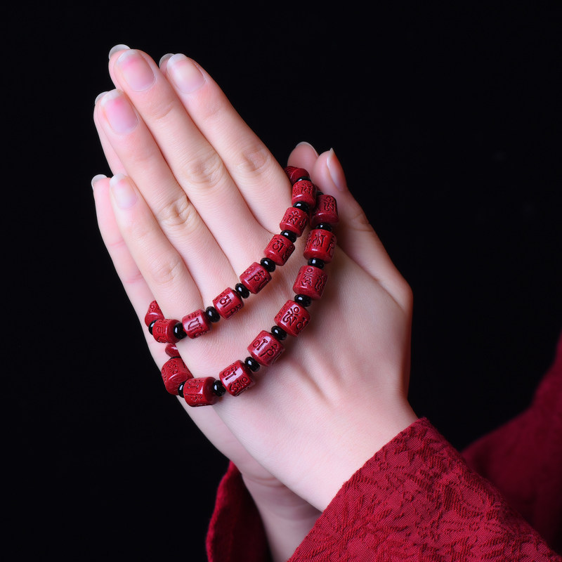 朱砂辟邪转运珠紫金沙红手链女手串 雁唐手链