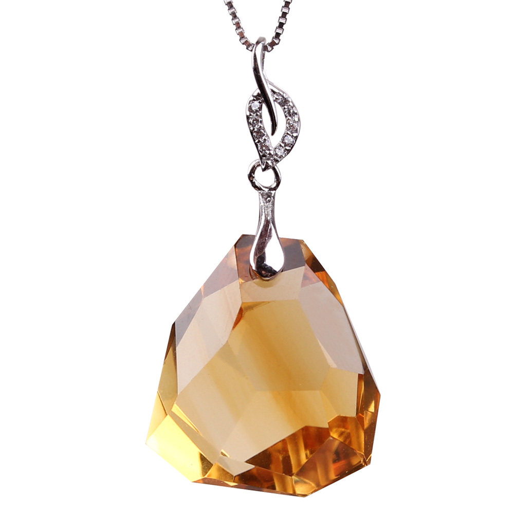 天然巴西黄水晶刻面原石水滴女裸石 雁唐项坠/吊坠