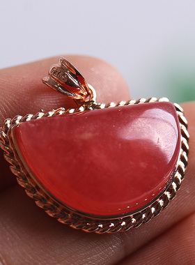 阿根廷纯银月牙扇形饰品镶嵌吊坠