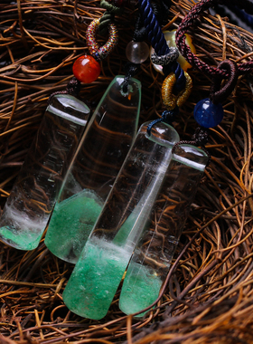 巴西翠绿色异象水晶女士饰品吊坠