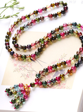 天然巴西碧玺电气石全净佛珠手链