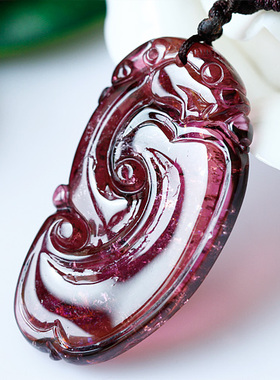 紫红色手工雕刻龙头吊坠送鉴定