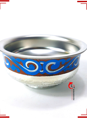 蒙古仿银碗奶茶敬酒碗蒙古族工艺品彩绘银色顶碗舞蹈碗道具碗酒具