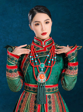 蒙古族传统贵族饰品长项链少数民族风旅拍内蒙古摄影写真毛衣链