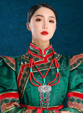 蒙古族传统贵族饰品长项链少数民族风旅拍内蒙古摄影写真毛衣链