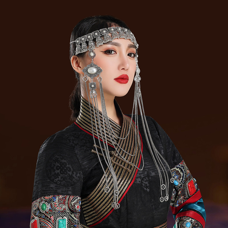 蒙古族银色复古做旧头饰民族风发饰品额头链子流苏高端舞蹈演出,淘宝优惠券,粉丝福利购,淘宝优惠卷