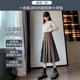 Skirt women's retro khaki autumn and winter new temperament loose high-waisted a-line suit mid-length pleated skirt
