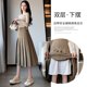 Skirt women's retro khaki autumn and winter new temperament loose high-waisted a-line suit mid-length pleated skirt