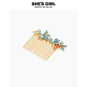 shesgirl茜子深海童话原创手工滴油珊瑚微镶趣味螃蟹插梳发簪