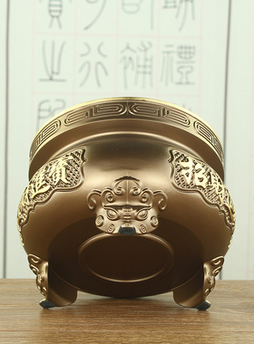 纯铜香炉家用供奉招财神铜蜡烛台