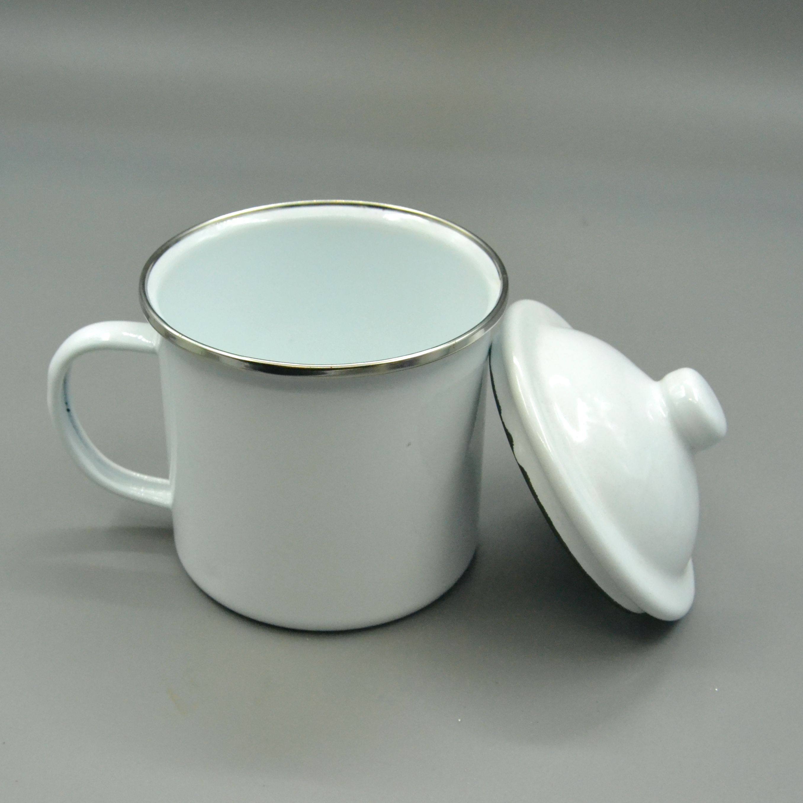 老式搪瓷铁茶缸子复古加厚搪瓷杯可印字定制LOGO纯白杯子饭店串串_虎窝淘