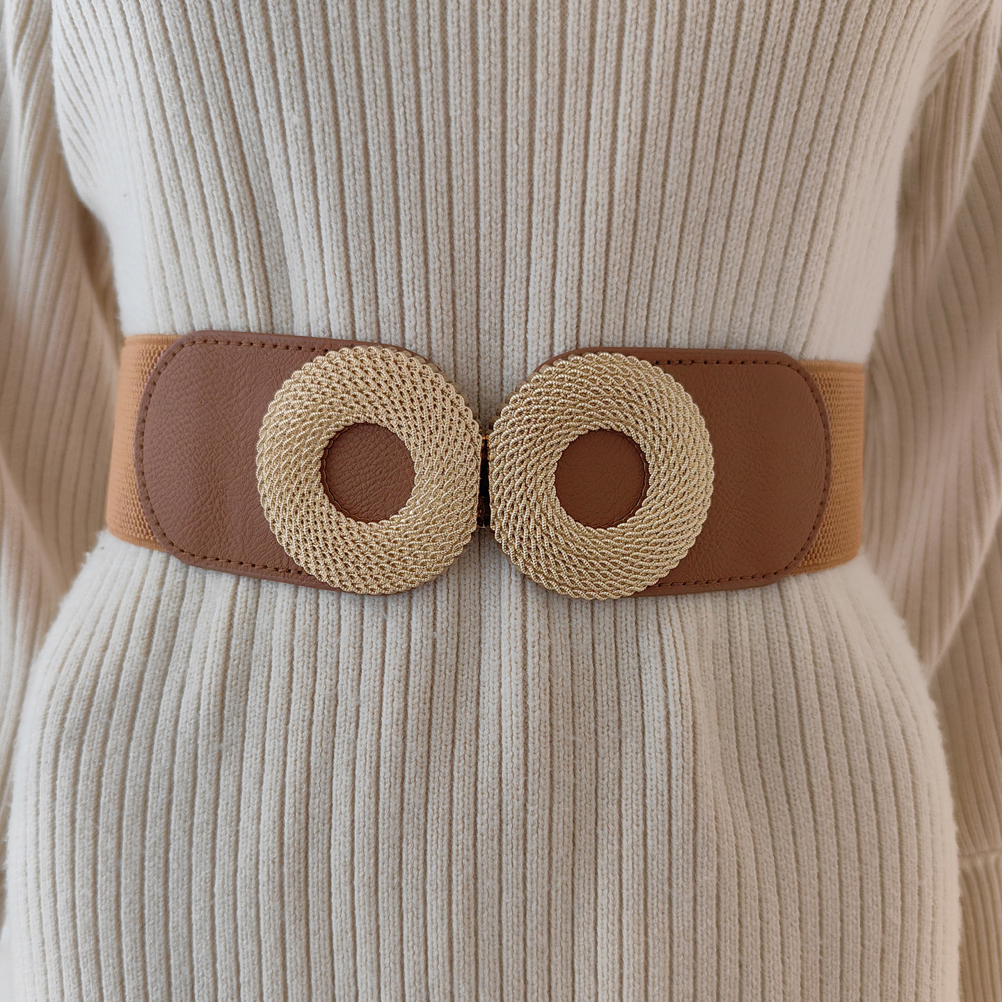 金属圆扣腰封女配大衣外套百搭毛衣气质时尚配饰装饰弹力松紧腰带,淘宝优惠券,粉丝福利购,淘宝优惠卷