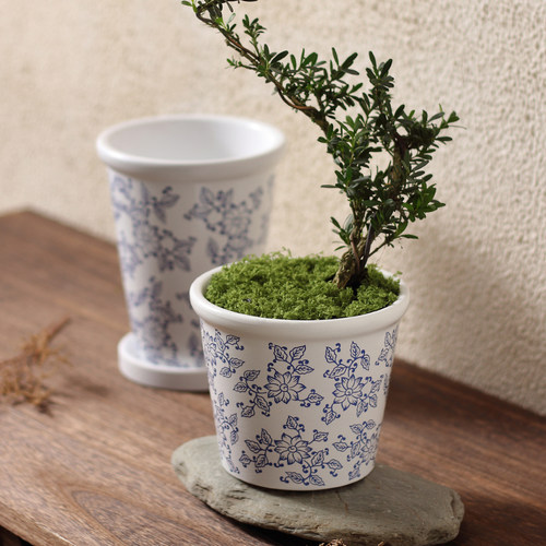 新中式仿古青花陶土花盆室内大口径兰花盆家居厚边瘦高盆花卉绿植 - 图0