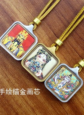 钛钢手绘描金防水唐卡项链