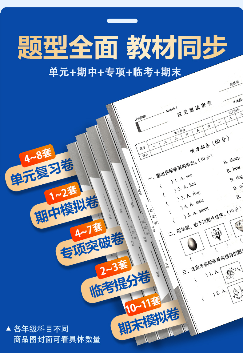 2024春新版期末冲刺100分三年级英语下册牛津版NJ牛津英语小学3年级单元考+月考+专项+期中+期末复习冲刺完全试卷-图1