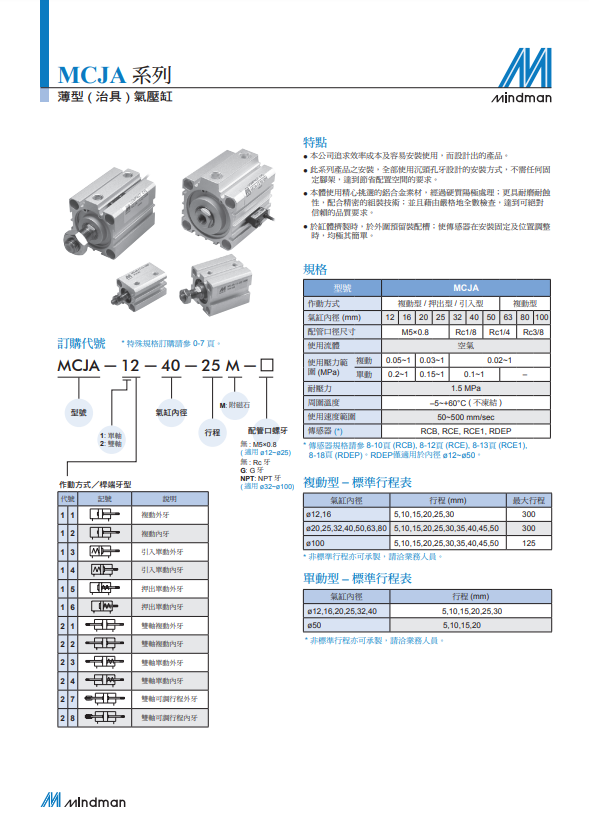 全新原装台湾金器MINDMAN气缸 MCJA-11-32-25M MCJA-11-32-45 - 图0