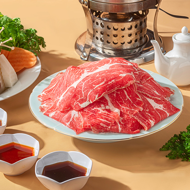 顶诺安格斯原切谷饲雪花肥牛卷牛肉片火锅烤肉露营商用新鲜食材